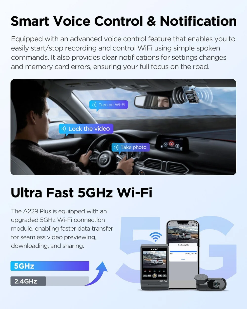 VIOFO A229 Plus 2CH – 2K Front & Rear Dash Cam - Image 6